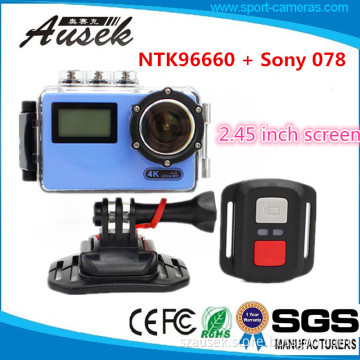 2017 Latest 2.45 Inch Go Pro Action Cam Electronic Anti Shake IMX078 4k 24fps Dual Screen Action Camera With 1600mAh battery